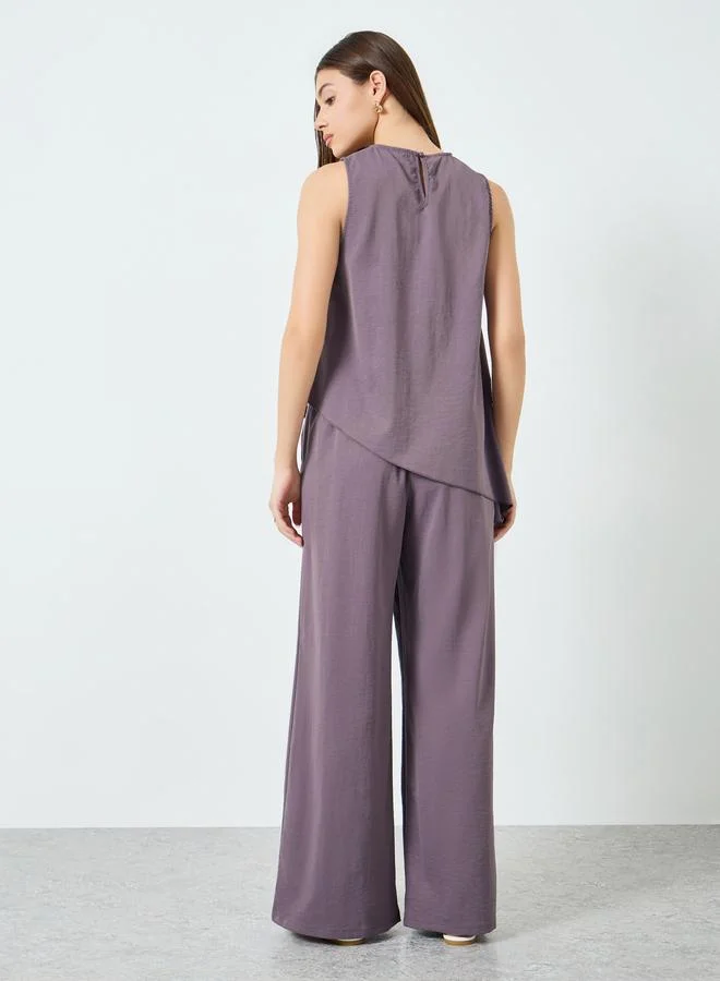 Styli Women Asymmetric Hem Top and Pants Co-Ords